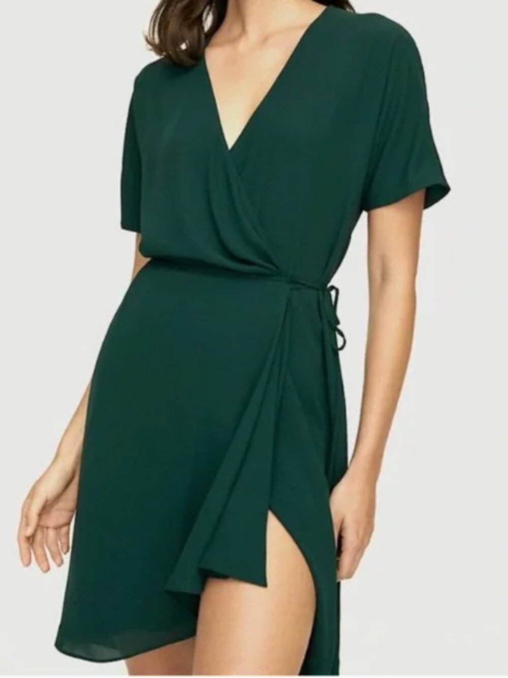Aritzia/Babaton Wallace Mini Wrap Dress in Green - Size S